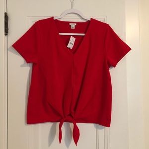NWT J. Crew Tie Front Top in Cherry Red size M